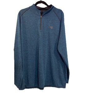 Under Armour Heat Gear Pullover Mens 2xl Blue Green Heathered 1/4‎ Zip Loose Fit